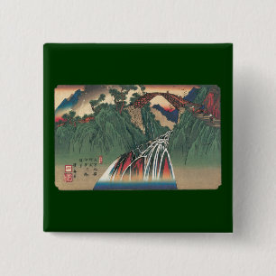 View of Bridge Over Ina River, Nojiri by Hiroshige 15 Cm Square Badge