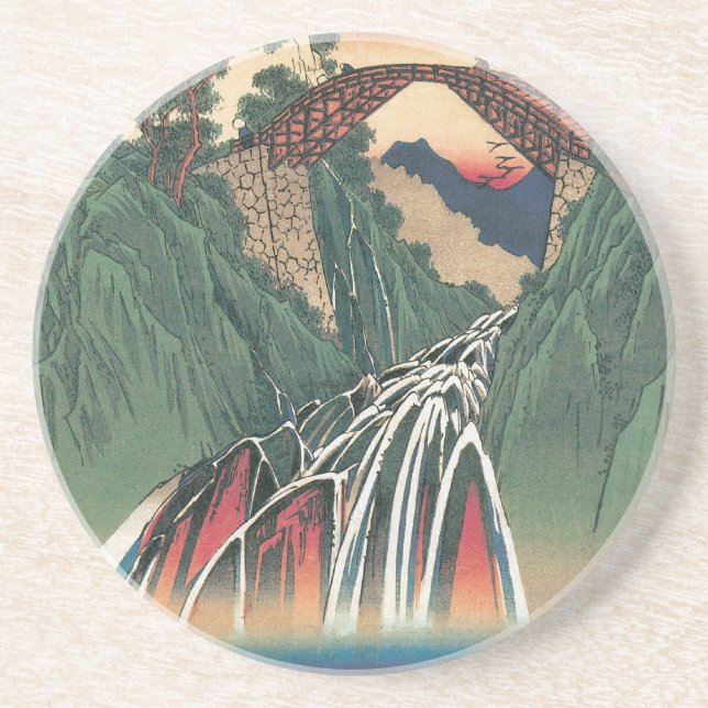 View of Bridge Over Ina River, Nojiri by Hiroshige Coaster (Front)