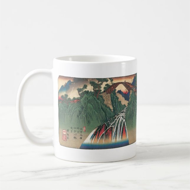 View of Bridge Over Ina River, Nojiri by Hiroshige Coffee Mug (Left)
