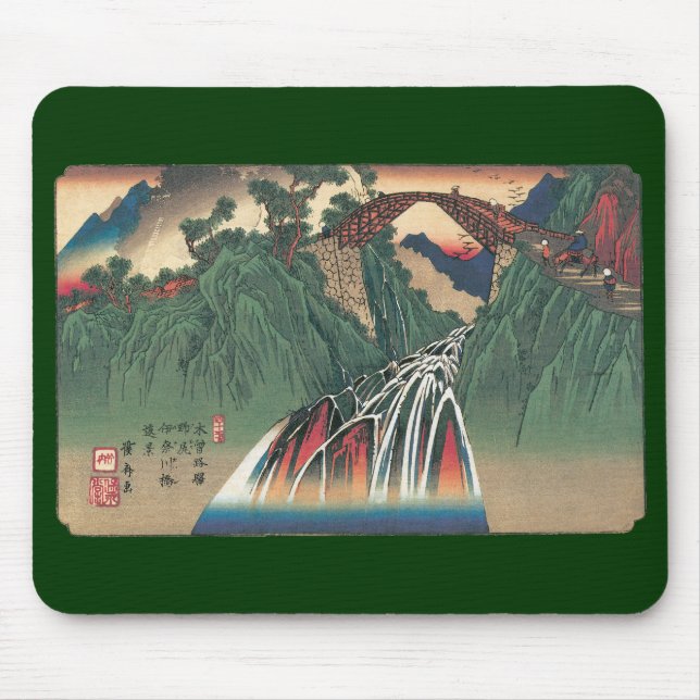 View of Bridge Over Ina River, Nojiri by Hiroshige Mouse Mat (Front)