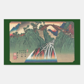 View of Bridge Over Ina River, Nojiri by Hiroshige Rectangular Sticker