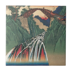 View of Bridge Over Ina River, Nojiri by Hiroshige Tile