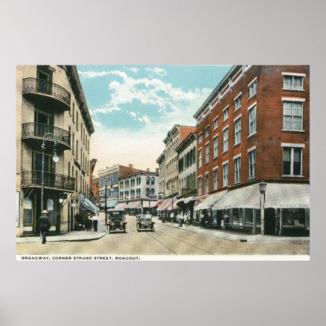 View of Broadway and Corner Strand Street Poster (Front)