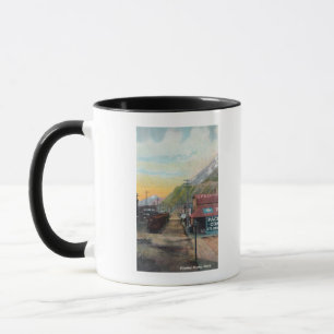 View of Broadway & Railroad CarsSkagway, AK Mug