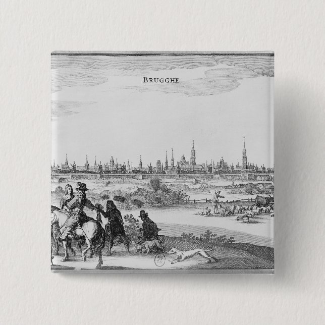 View of Bruges 15 Cm Square Badge (Front)