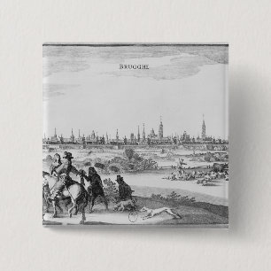 View of Bruges 15 Cm Square Badge