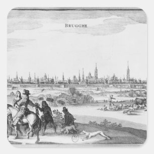 View of Bruges Square Sticker