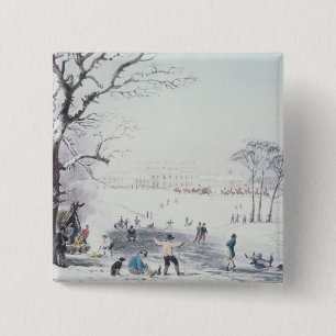 View of Buckingham House, James Park in Winter 15 Cm Square Badge
