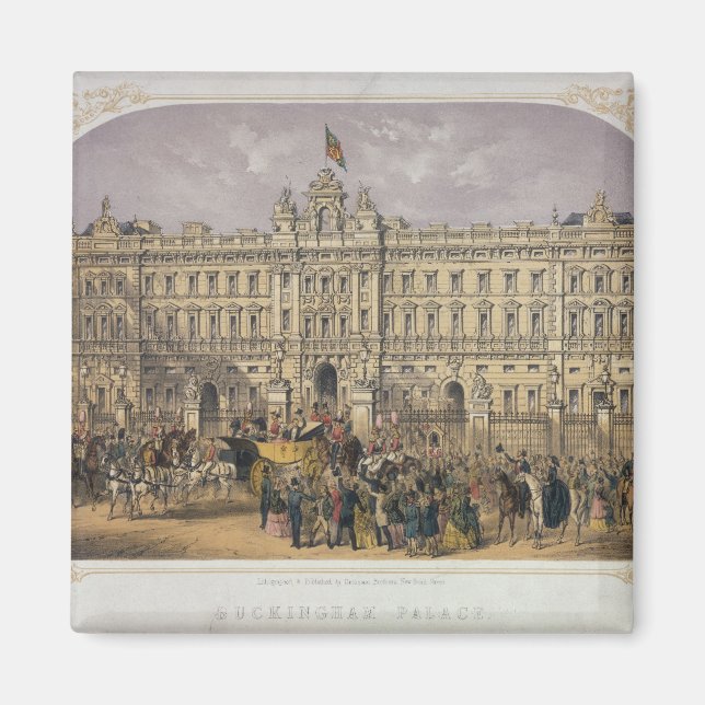 View of Buckingham Palace with a Crowd Outside Magnet (Front)