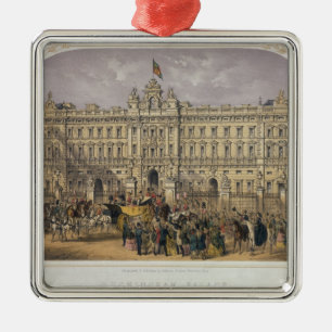 View of Buckingham Palace with a Crowd Outside Metal Tree Decoration