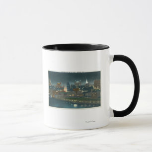 View of Buffalo Skyline at Night Mug