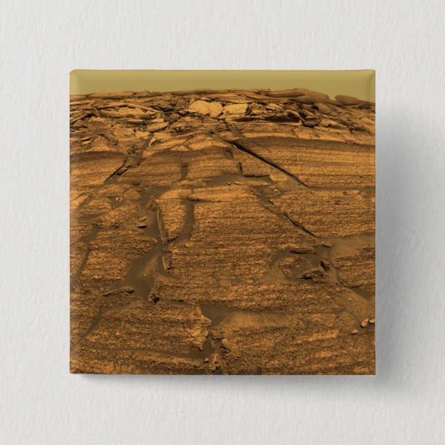 View of Burns Cliff on Mars 15 Cm Square Badge (Front)