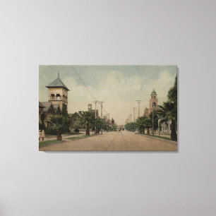 View of Cajon Street with Four Churches Canvas Print