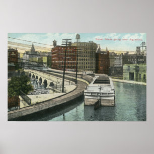 View of Canal Boats going over the Aqueduct Poster