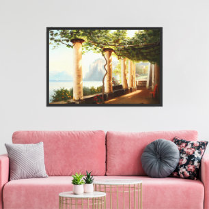 View of Capri From a Pergola Mediterranean Art Canvas Print