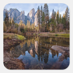 View of Cathedral Peaks Square Sticker