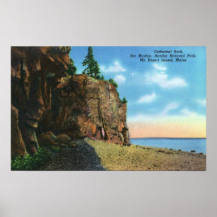 View of Cathedral Rock, Bar Harbour Poster