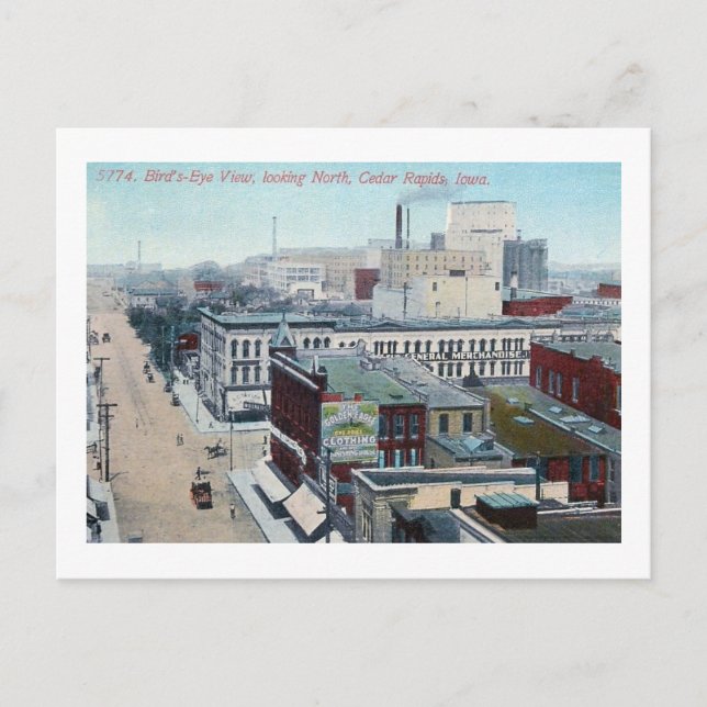 View of Cedar Rapids, Iowa 1909 Vintage Postcard (Front)