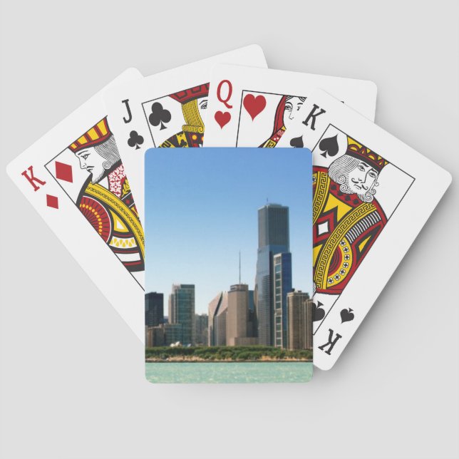 View of Chicago skyline by Lake Michigan Playing Cards (Back)