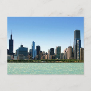 View of Chicago skyline by Lake Michigan Postcard