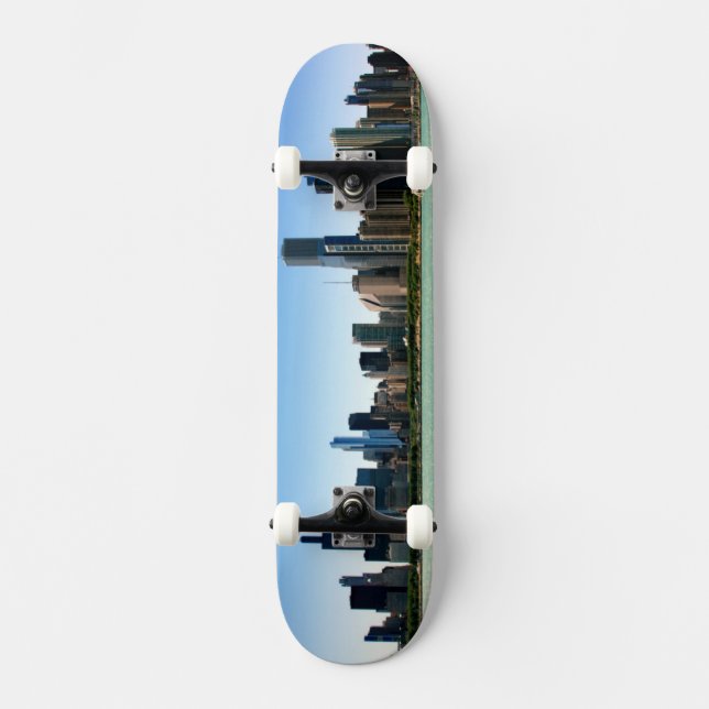 View of Chicago skyline by Lake Michigan Skateboard (Front)