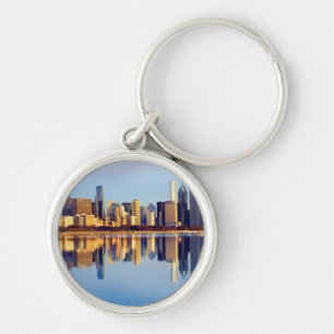 View of Chicago skyline with reflection Key Ring