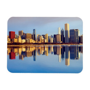 View of Chicago skyline with reflection Magnet