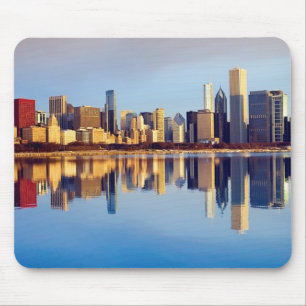 View of Chicago skyline with reflection Mouse Mat