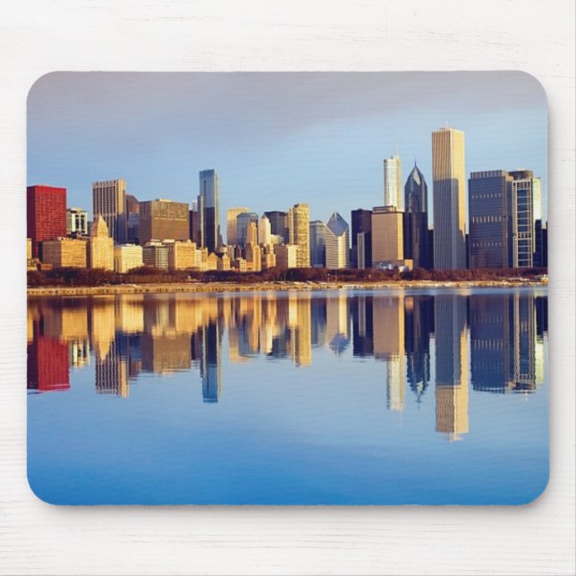 View of Chicago skyline with reflection Mouse Mat (Front)