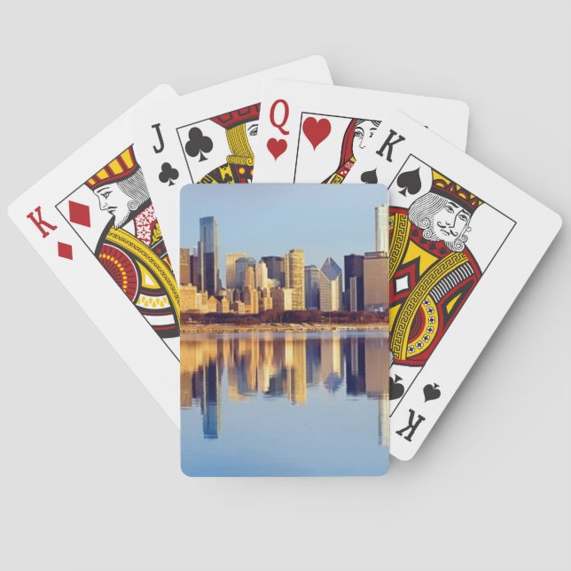 View of Chicago skyline with reflection Playing Cards (Back)