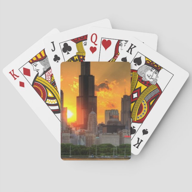View of Chicago's skyline from  Adler Playing Cards (Back)