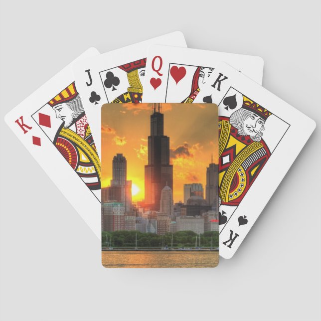 View of Chicago's skyline from  Adler Playing Cards (Back)