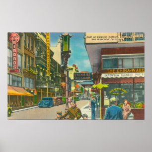 View of Chinatown Business Section Poster