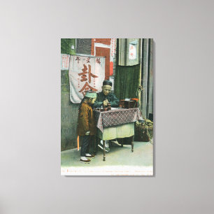 View of Chinese Fortune Teller at Desk Canvas Print