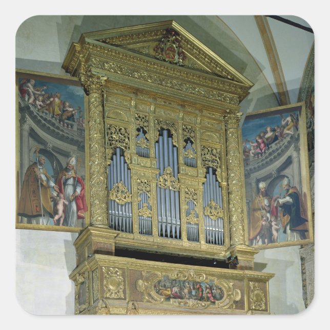 View of church organ, c.1590 square sticker (Front)