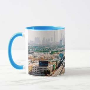 View of city metro line and skyscrapers mug