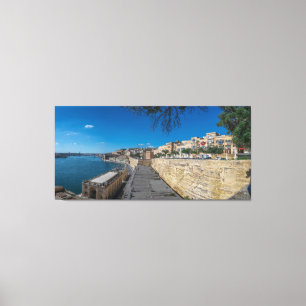 View of city wall and harbor in Valletta Canvas Print