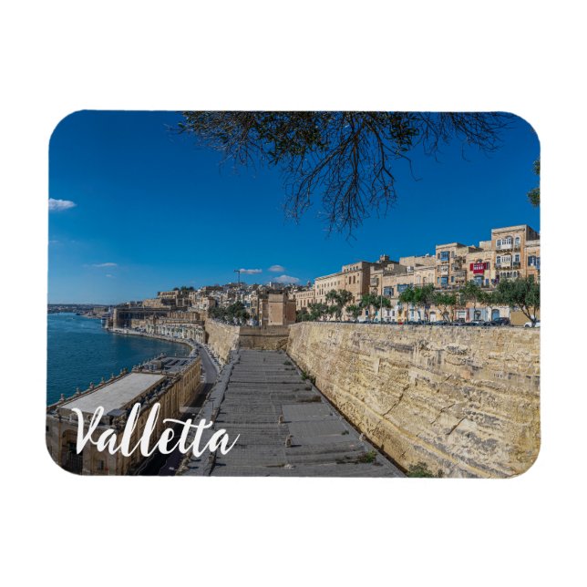 View of city wall and harbour in Valletta Magnet (Horizontal)