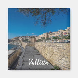 View of city wall and harbour in Valletta Magnet