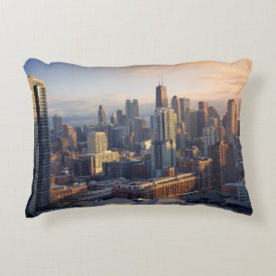 View of cityscape with fantastic light decorative cushion