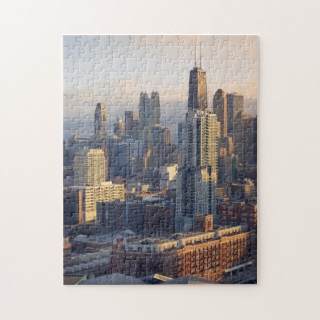 View of cityscape with fantastic light jigsaw puzzle (Vertical)
