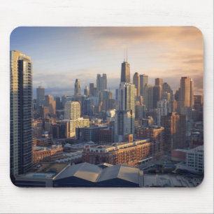 View of cityscape with fantastic light mouse mat