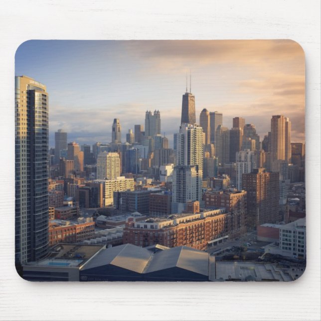 View of cityscape with fantastic light mouse mat (Front)