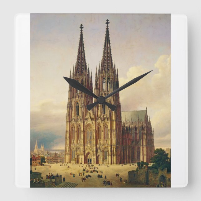 View of Cologne Cathedral Gothic majesty Square Wall Clock (Front)