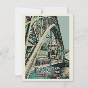 View of D. Luis Bridge illustration Porto Portugal Postcard