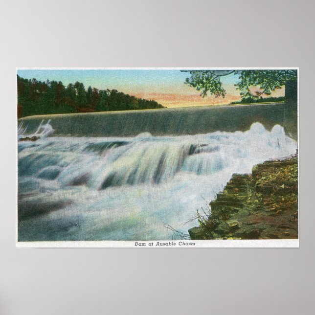 View of Dam at Ausable Chasm Poster (Front)