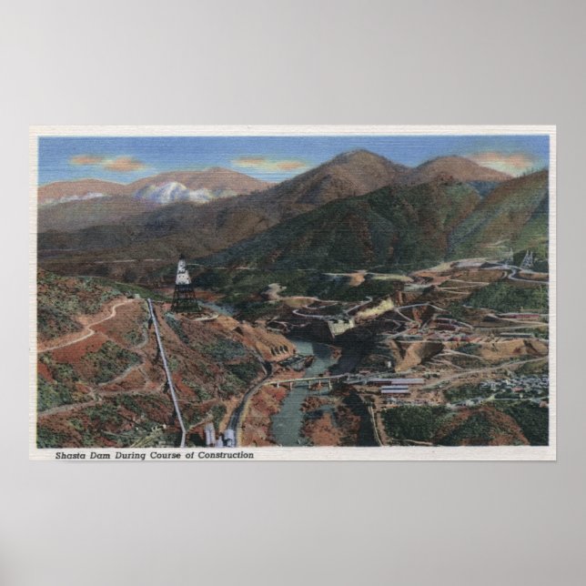 View of Dam During Construction Poster (Front)