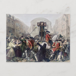 View of Daniel Defoe in the pillory at Temple Bar Postcard
