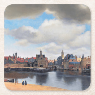 View of Delft, Johannes Vermeer, 1659-1660 Square Paper Coaster