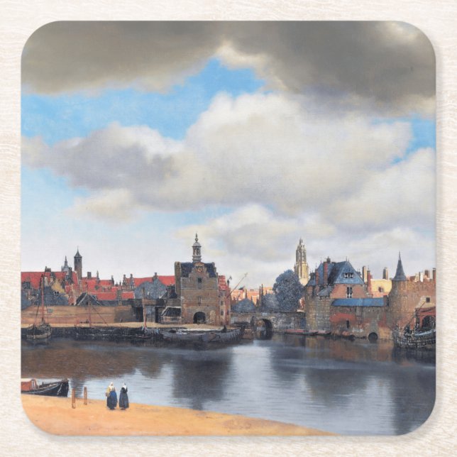 View of Delft, Johannes Vermeer, 1659-1660 Square Paper Coaster (Front)